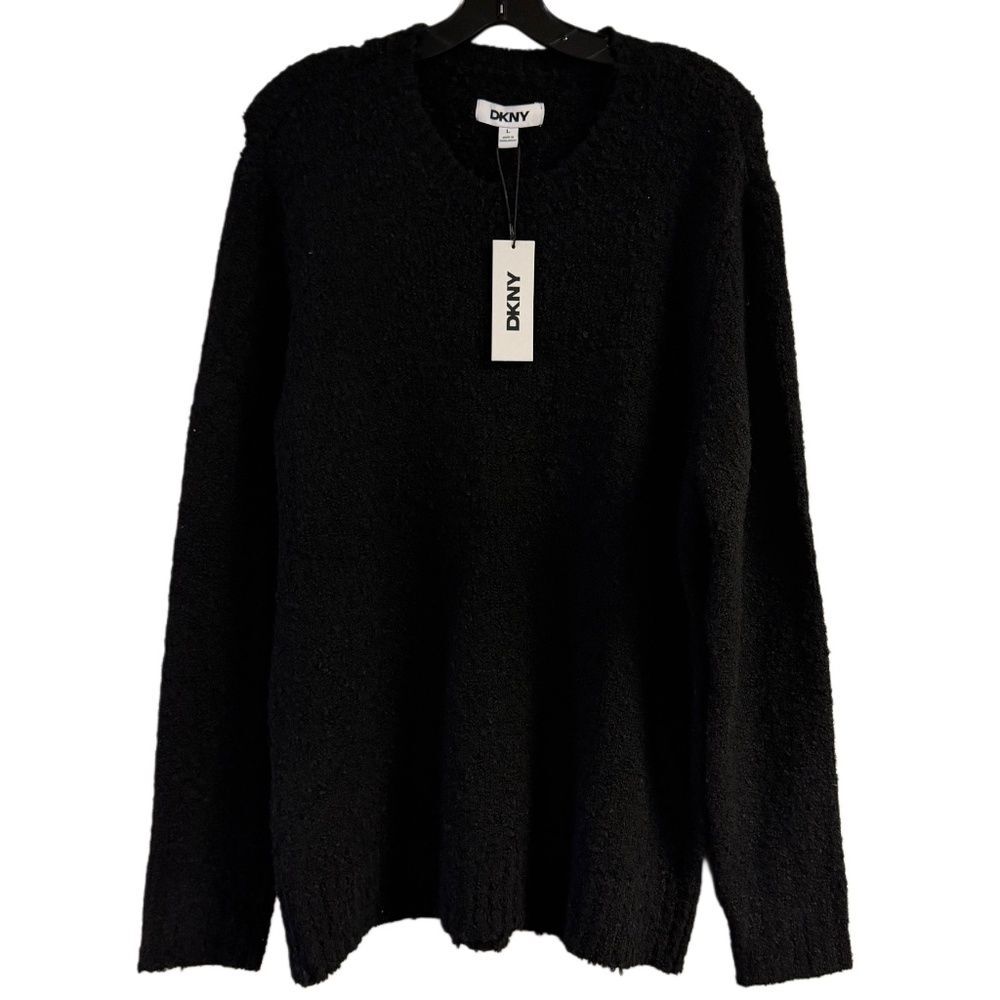 NWT Men’s DKNY Black Boucle Cozy Sweater Size L
